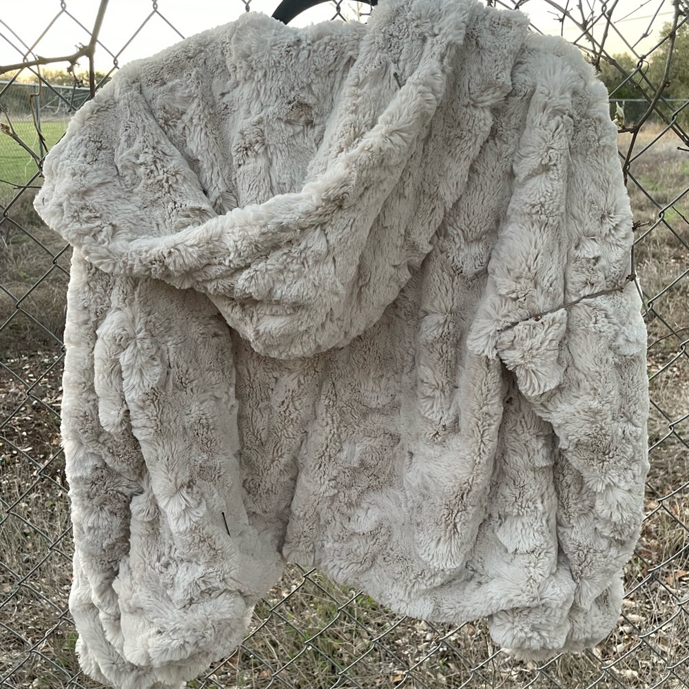Faux Fur Tiny by Anthropologie button-clasp Coat with Hood - Picture 8 of 8